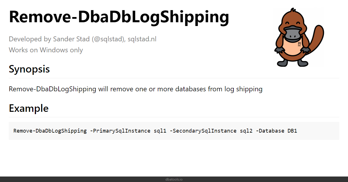 dbatools-docs-remove-dbadblogshipping